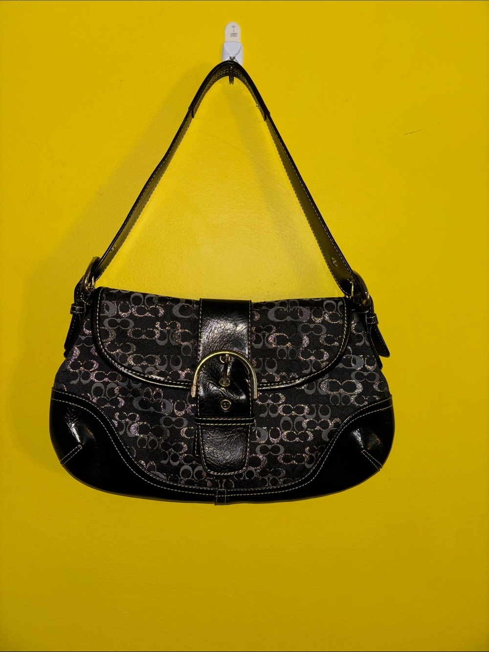 Fashion-Inspired Black Signature Monogram Shoulder Bag